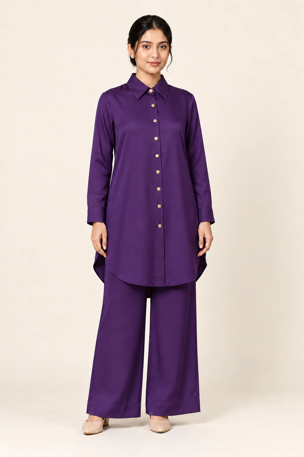 Amethyst Silk Co-Ord Set in Rich Amethyst Purple