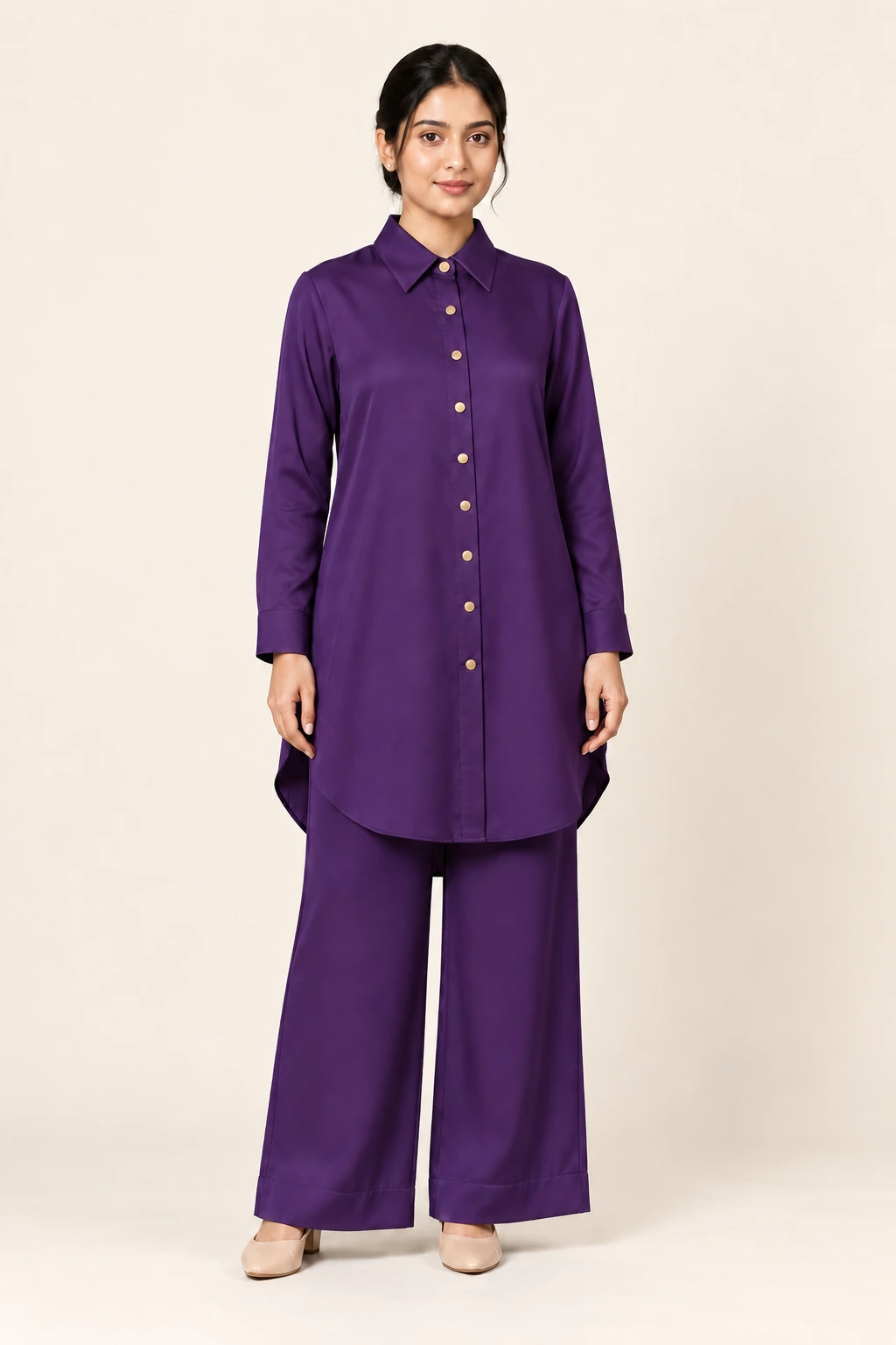 Amethyst Silk Co-Ord Set in Rich Amethyst Purple