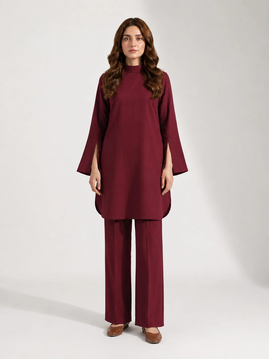 Maroon Linea Co-Ord Set in Rich Maroon