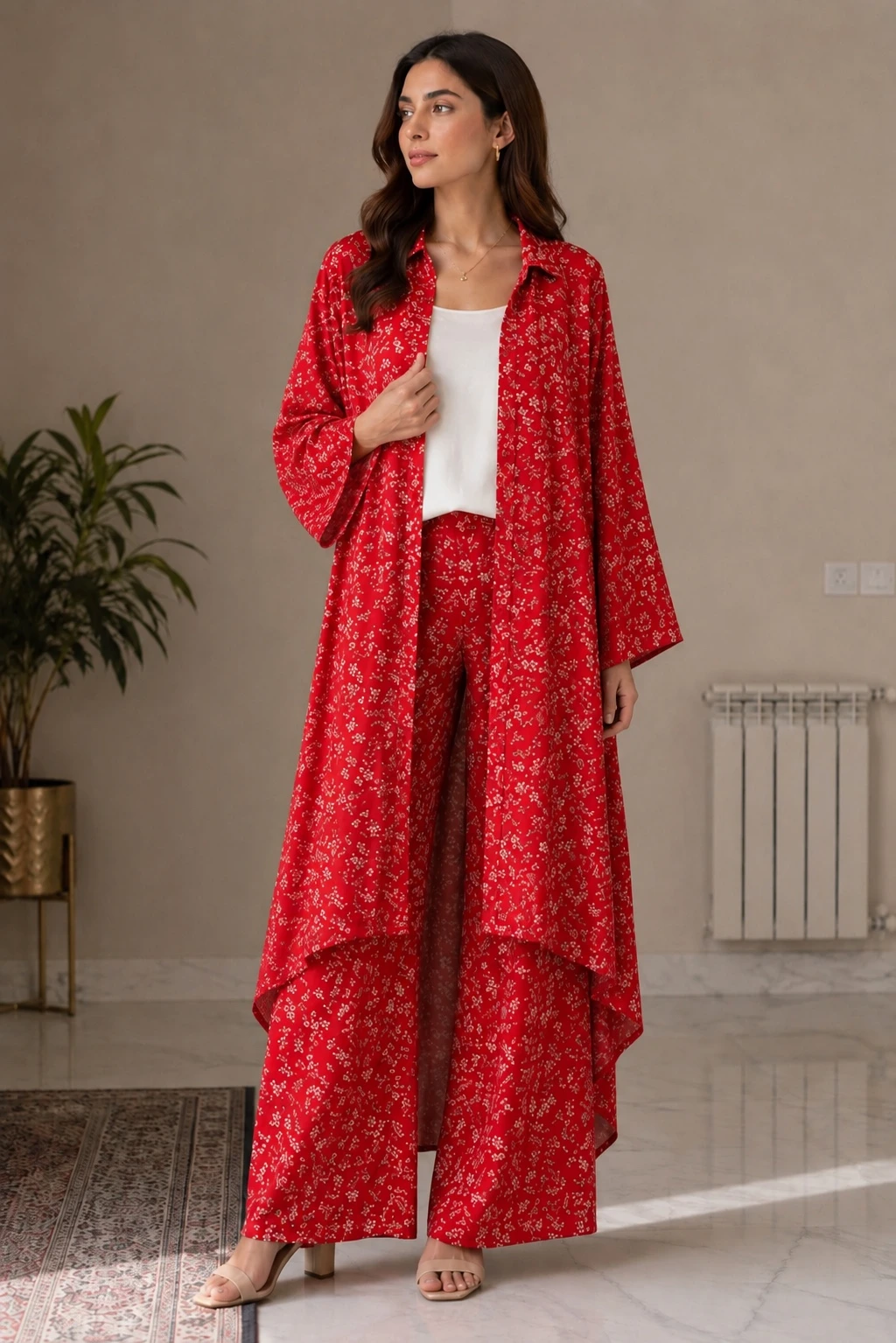 Scarlet Bloom 3-Piece Co-Ord Set in Scarlet Red